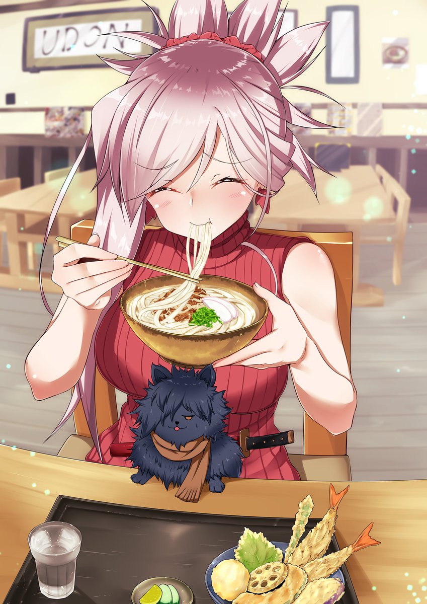 かわいい動物画像 75 かわいい うどん 食べる イラスト