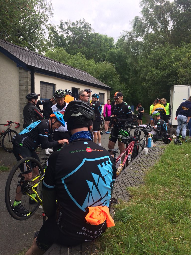 Cake + coffee = Happy 100mile charity riders. #Wales #charityride #cycling #Wales