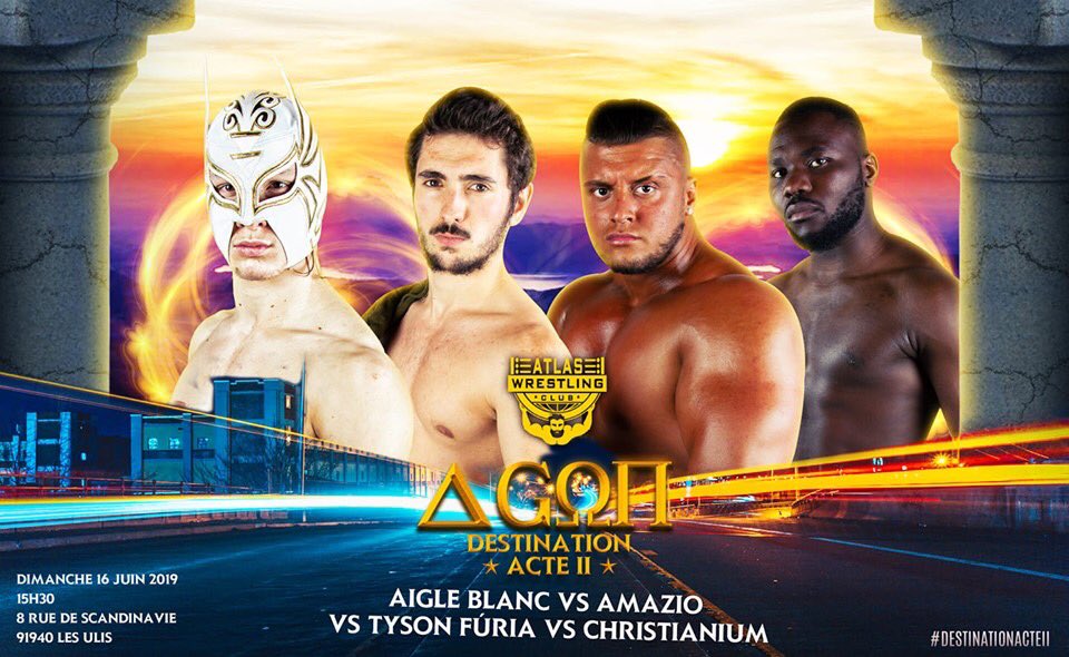 ElioLeFleurWWE's tweet photo. Je commence à être un habitué des matchs à 4 ! 🤔
À demain @atlaswrestlingclub ! 
#DestinationActeII
•
•
#Fatal4Way #Agon #Affiche  #LuchaLibre #Luchador #HighFly #HighFlyer #450Splash  #MaskedWrestler
#Futur https://t.co/swvXnTn8RN
