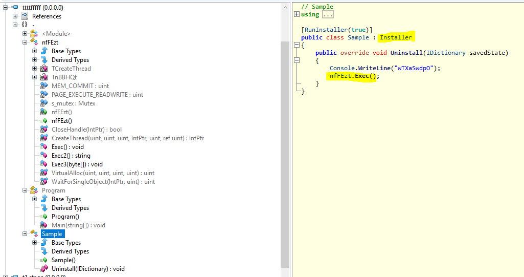 InQuest's tweet photo. Interesting #malicious #PowerShell uses #InstallUtil (.NET framework utility).
InstallUtil loads a .NET bin that contains a class inherited from System.Configuration.Install.Installer. It overrides uninstall method. The method injects a shellcode into mem

https://t.co/rxz44uqrtY https://t.co/WnIifZAezk