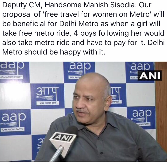 Gitanjali_DS's tweet photo. #MetroMan #Sreedharan should accept d explanation given by most Handsome #Delhi man😂
#AAPFreeTicket
#PromisesLikeKejriwal https://t.co/Exg7QaPcxv