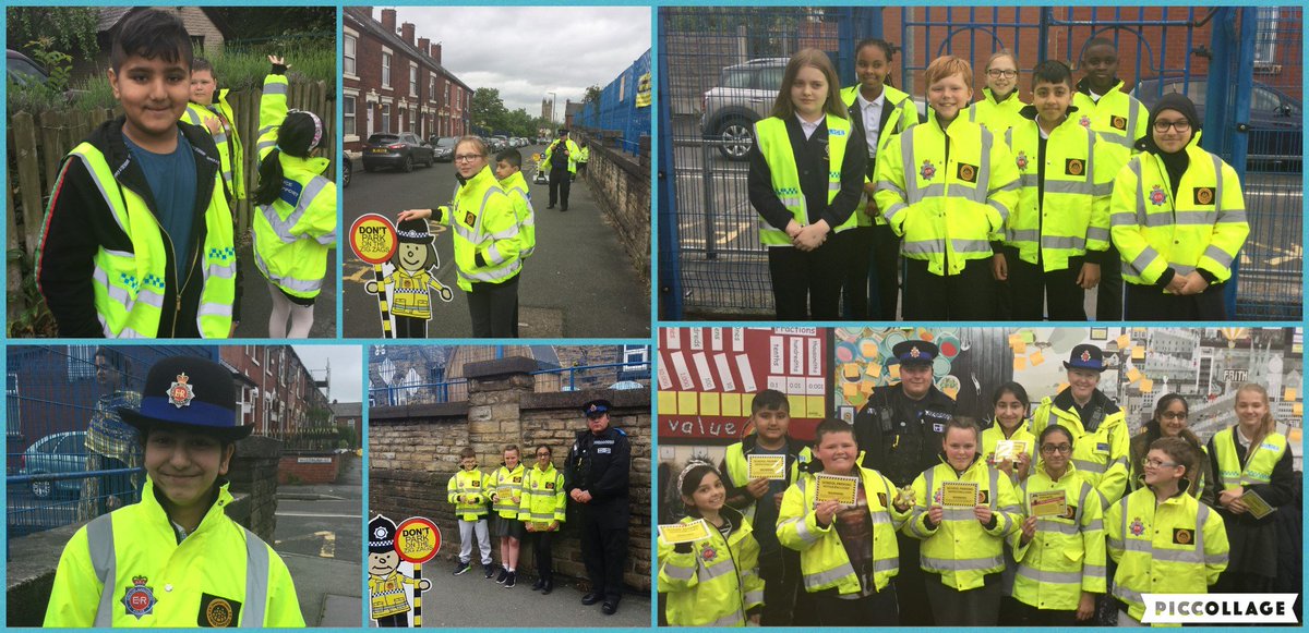 Class 6 have loved being Junior PCSOs on parking patrol with #AshtonStMichaels PCSOs this week. #parkconsiderately #juniorpcso @GMPAshton 🚗
