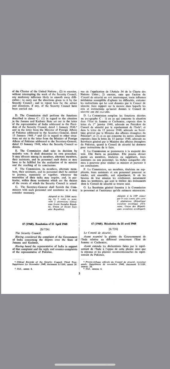 Let’s have a chronological journey through the Kashmir dispute b/w Pakistan and India in  @UN Security Council as ‘The India-Pakistan Question’.This tweet has several parts.We’ll start with first two resolutions 38 & 39 of UNSC on 17 & 20 Jan 1948.Attached original UN docs