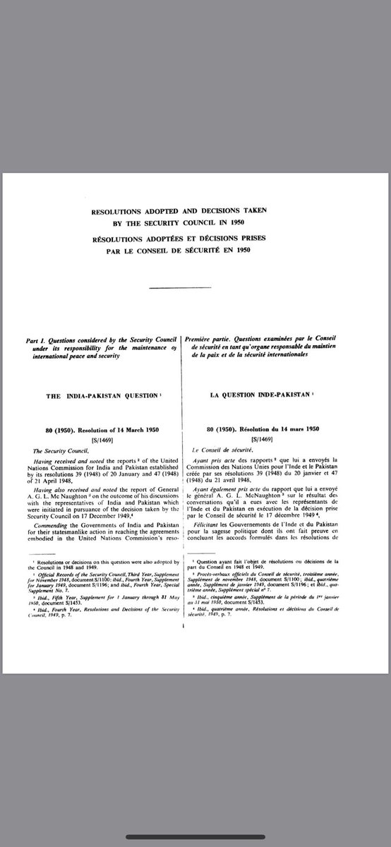With pending actions to be implemented, UNSC passed another resolution 80 on 14 March 1950, calling upon both governments to make immediate arrangements for demilitarisation within 5 months period. Also, terminates  #UNCIP after achieving agreements between India and Pakistan.