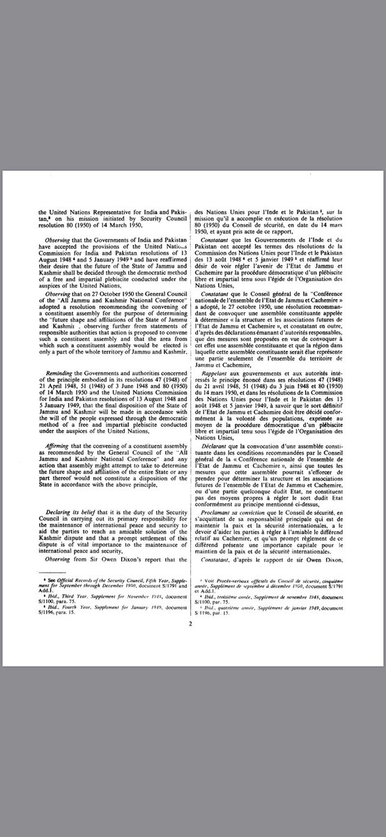 Failing to achieve the demilitarisation of State if Jammu and Kashmir within 5 months, UNSC passed its resolution 91 on 30 March 1951.This resolution reminded both governments of principles they agreed upon in UNCIP’a resolutions on 13 August 1948 and 5 January 1949.  #Kashmir