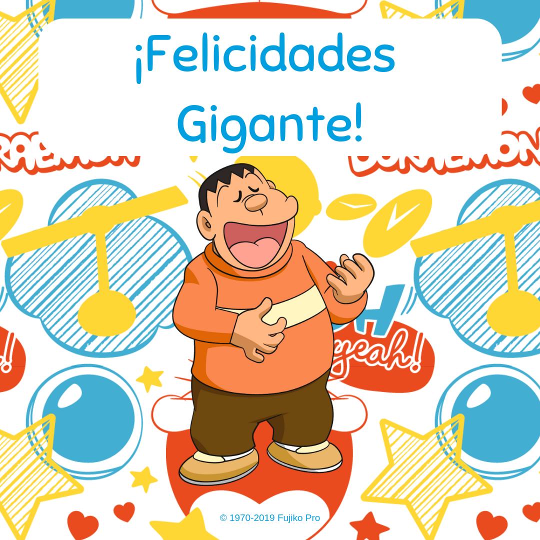 Doraemon España on X: 🎉 ¡Hoy es el cumpleaños de Gigante! 🎉 Seguro que  lo celebra con uno de sus conciertos 😱  / X