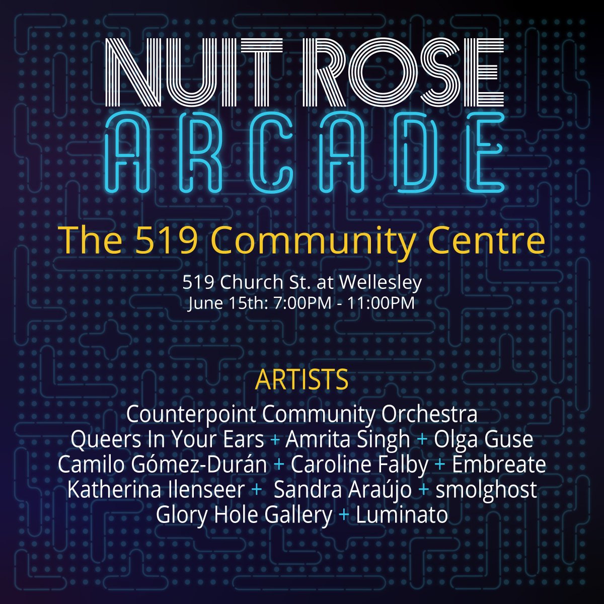 NuitRoseTO's tweet photo. Tonight is the night! Come see beautiful art and performance all along @ChurchWellesley 🌹 https://t.co/cxXuimJTgQ