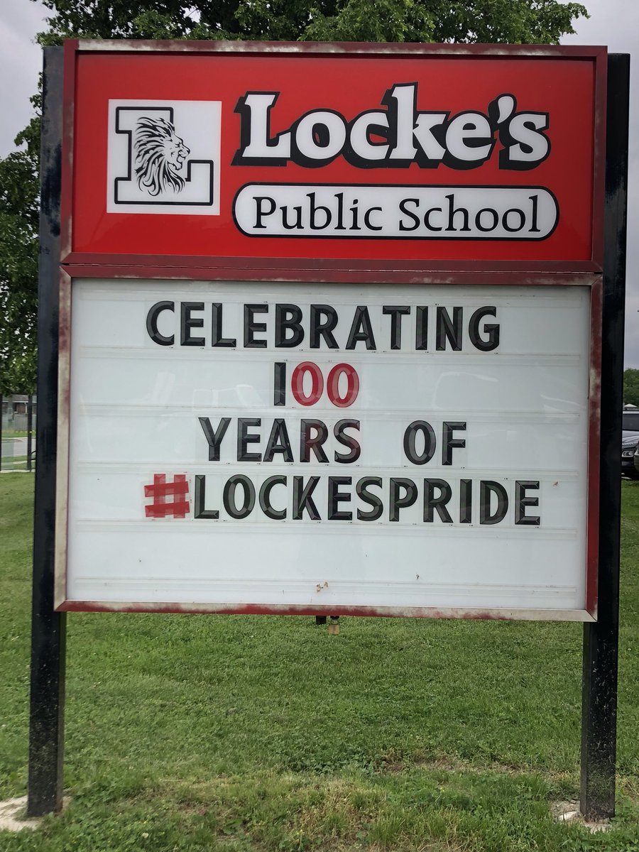 Lockes22's tweet photo. Celebrating the magic of 💯 years! Visit @Lockes22 until 4pm today to share in 100 years of #lockespride Official ceremony begins at 1pm in the gym #LockesCentennial #Lockes100years https://t.co/ksv2qGDR3T