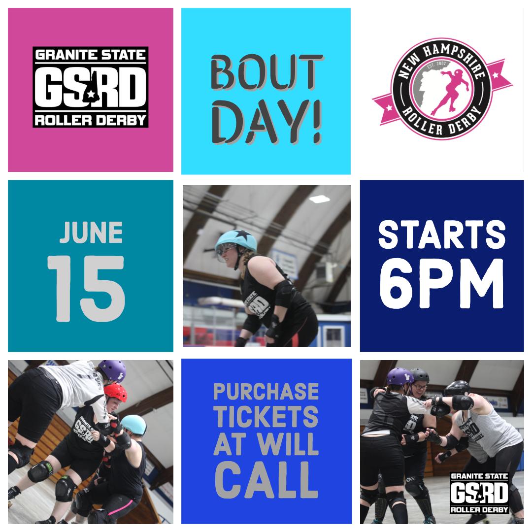Excited for our bout tonight tickets still available! All #bikers #laconiabikeweek welcome. Come check out #rollerderby #concordnh #nhrollerderby Join us at 6:00 p.m. at the Everett Arena.