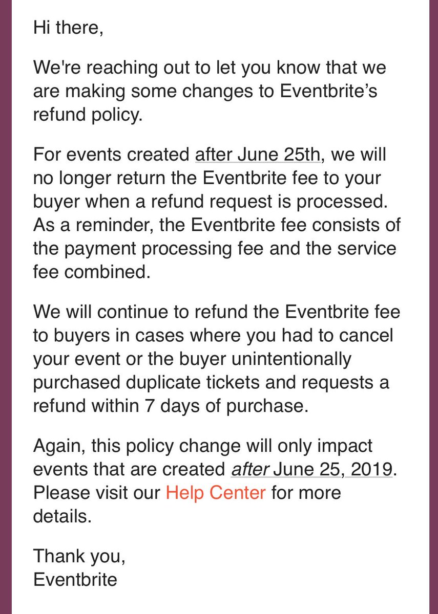 Robert_Leader's tweet image. Why does @eventbrite think this is OK to keep the transaction fees when processing a refund? This seems like an unfair cash grab to me. Especially when these transactions are all automated and require no interaction from them.  #Eventbrite