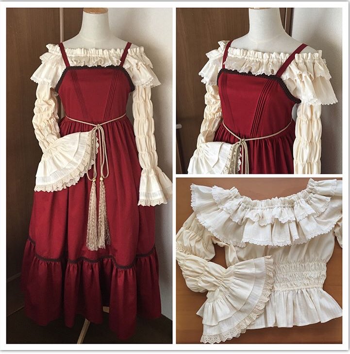 Star Shaped Dreams A Twitter ずっと以前 乙女のソーイングブック という本に掲載されているものを制作してほしいとのオーダー パターンも生地やレースなども全てお客様がこちらに送ってくださってたので裁断と縫製のみでした ブラウスはレースの関係で少し