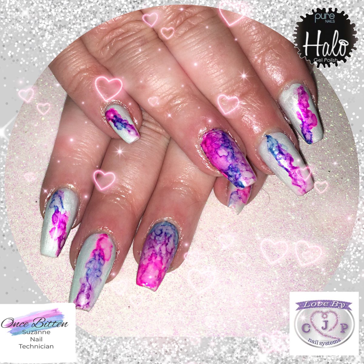 Crazy nails!!!                                #GelPolish #PureNails
#Halo #BeMine #Sharpies
#CJPAcrylicSystems #PerfectPeach #NailArt
#Pampertime #Homebased 
#StockportNailTech #SK5Reddish
#NailsOfInstagram #ShowScratch
#ScratchMagazine #NailPro #SWNailShares #Nails
#NailPromote