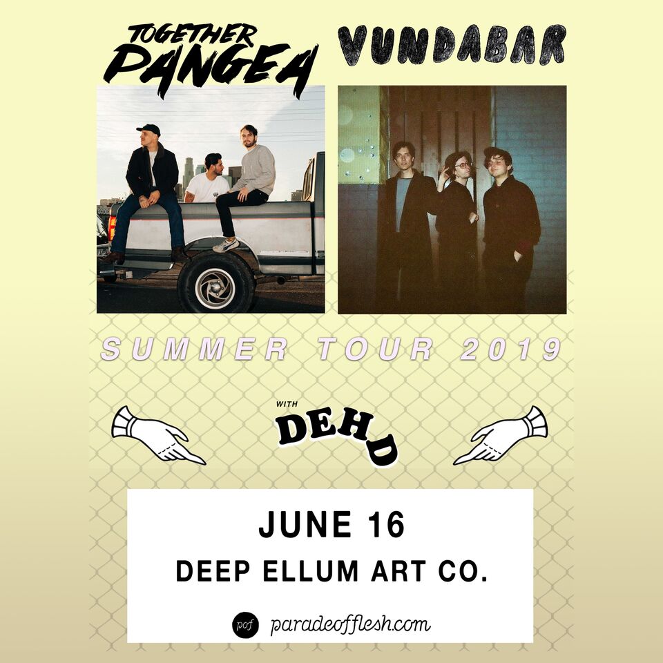 😀 Sunday funday 😀 @TogetherPangea , @Vundabar_band, and Dehd play at @DeepEllumArtCo.  

Tix: 
eventbrite.com/e/together-pan…

@harvestrecords @audiotreemusic @firetalkrecs