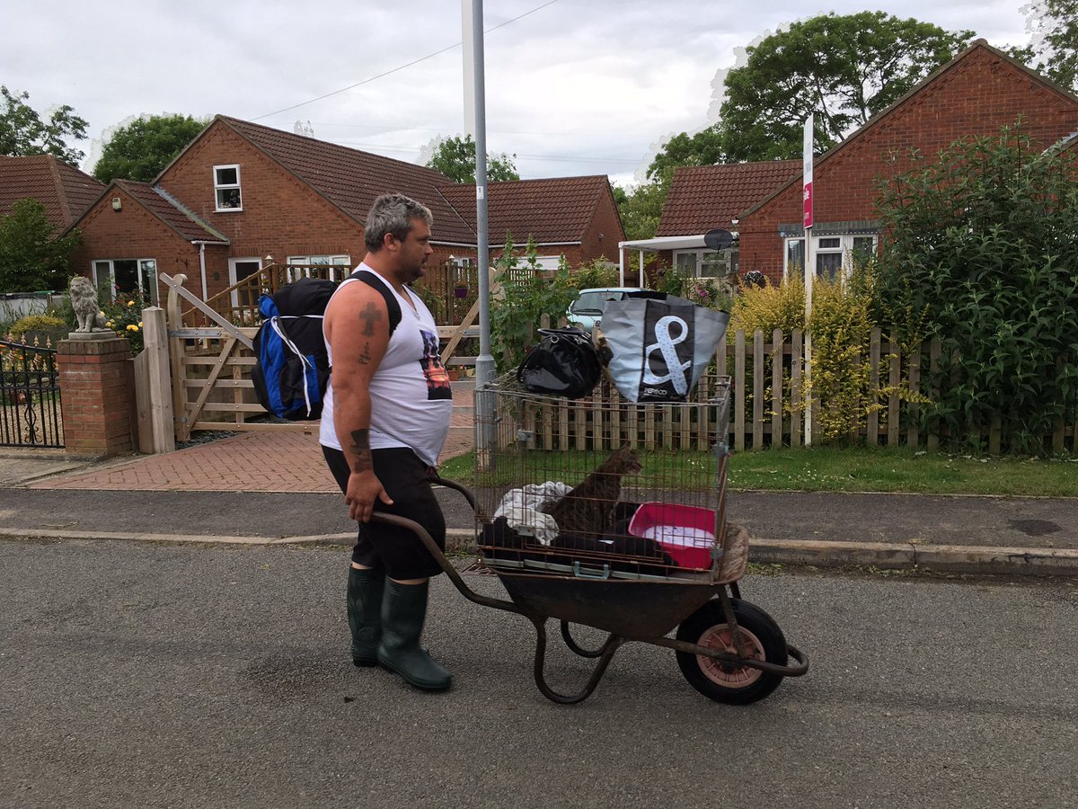 This man and his cat are among the residents of nearly 600 homes evacuated in Wainfleet due to flooding. More in my report on <a href="/bbcnews/">BBC News (UK)</a>