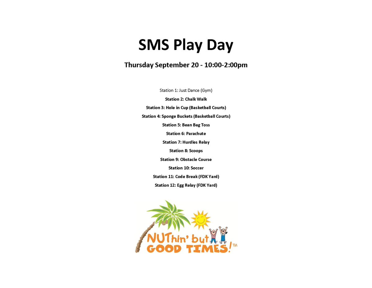 SMS - Play Day Thursday June 20