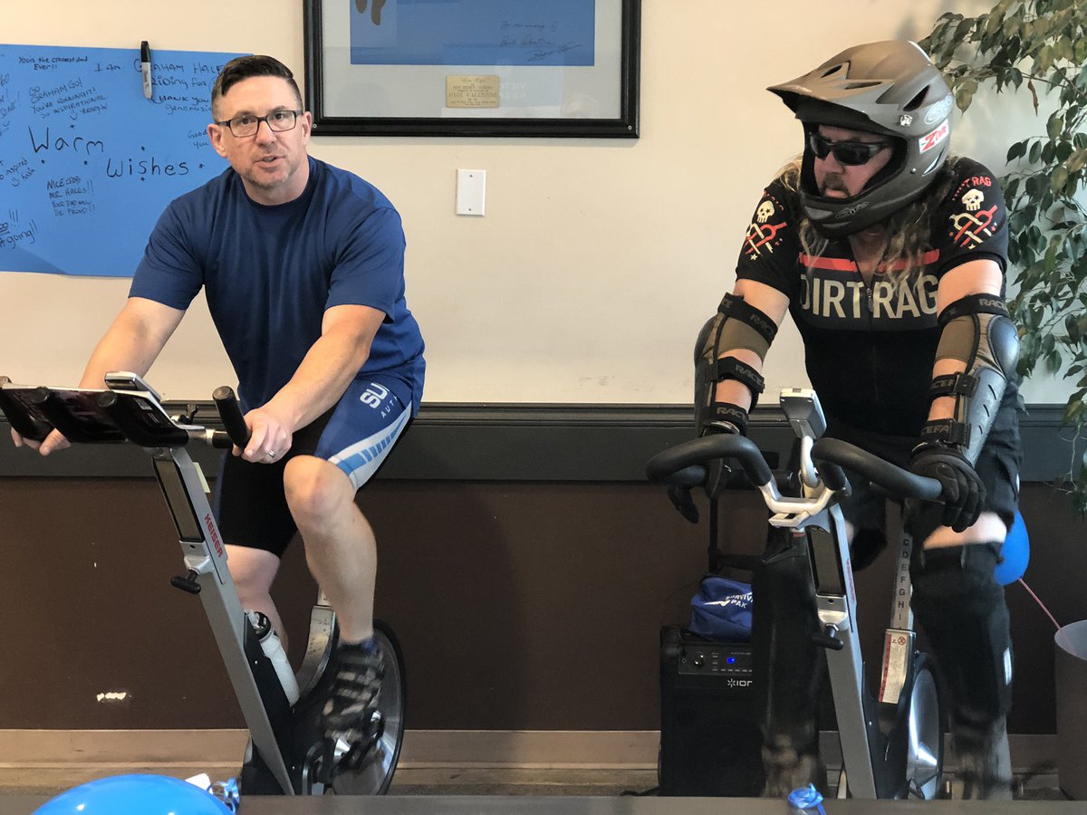 Lots of guest riders helping out Graham today in his 13.5 hour ride to support Victoria Hospice! @wsrecreation <a href="/VictoriaHospice/">Victoria Hospice</a> <a href="/cycleoflifetour/">Cycle of Life Tour</a>