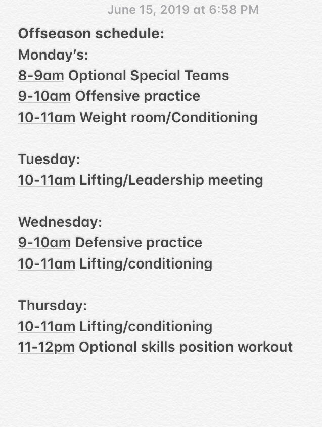 ATTENTION ALL BLACKHAWK FOOTBALL PLAYERS, THIS IS THE OFFSEASON SCHEDULE. ATTENDANCE IS MANDATORY. CONTACT COACH LORIA IF YOU CANNOT ATTEND‼️#BeatUtica #CarryTheFlag #Compete