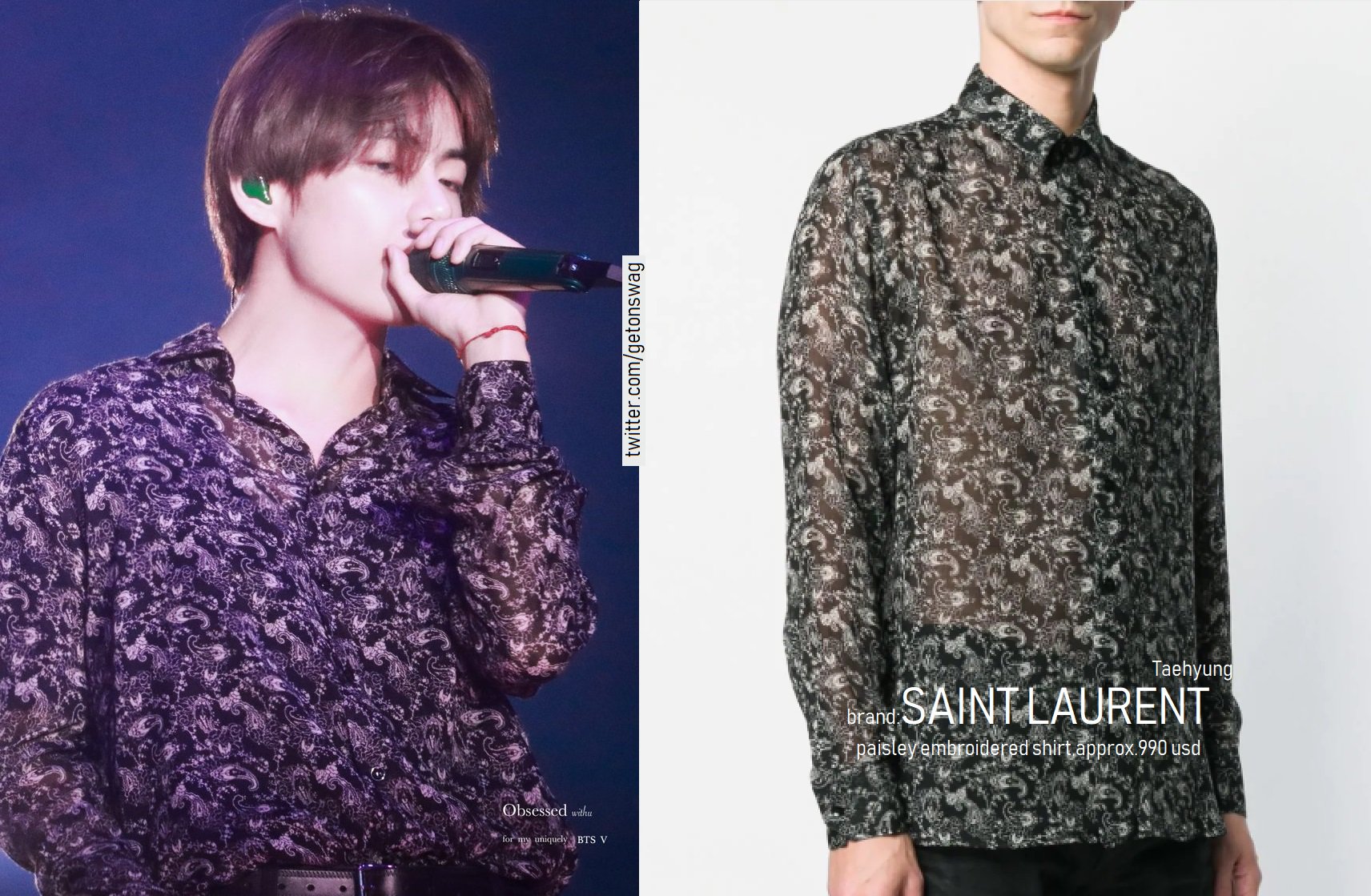 Saint laurent paisley shirt cheap
