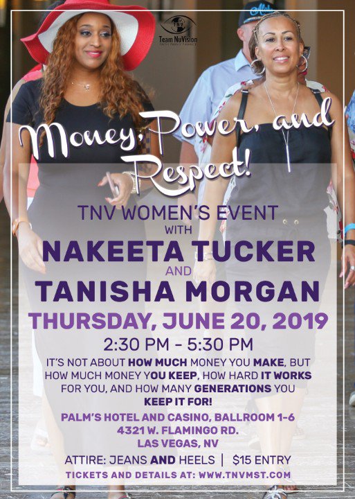 therealtnv's tweet photo. Another Segment Revealed!! 🚨 Ladies, If You Are Attending #TNVMST - Registering For The Women's Event Is Also A MUST! Check Out The Flyer...Money, Power &amp; Respect! Go To ➡️ https://t.co/NwJEpTCc69 Press Agenda And Register Today!! #NuVisionNation #inspiration #businesswomen https://t.co/QUHh3Vvg8I