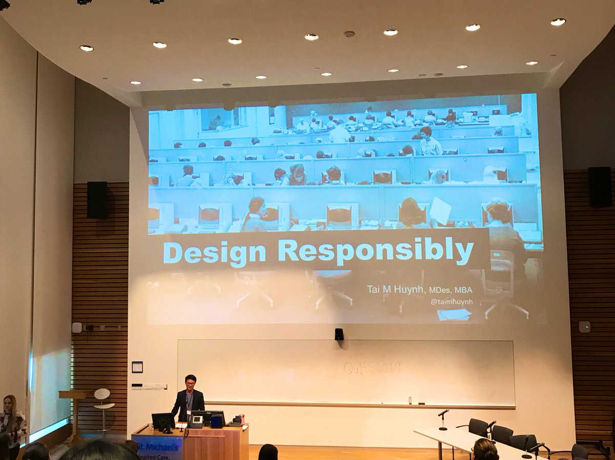 briannacroft24's tweet image. Great to have the very very talented and awesome @taimhuynh speak for @UofT students at the #QuIPS2019 design and innovation conference - make sure to check out @thelocalhealth and @UHNOpenLab 👍🏻👌🏻 #DesignResponsibly