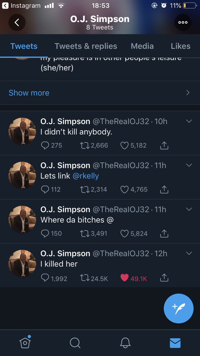G Hilarious Oj Simpson S Twitter Getting Hacked Within The First Day Of Making It Hhahaha I Killed Her