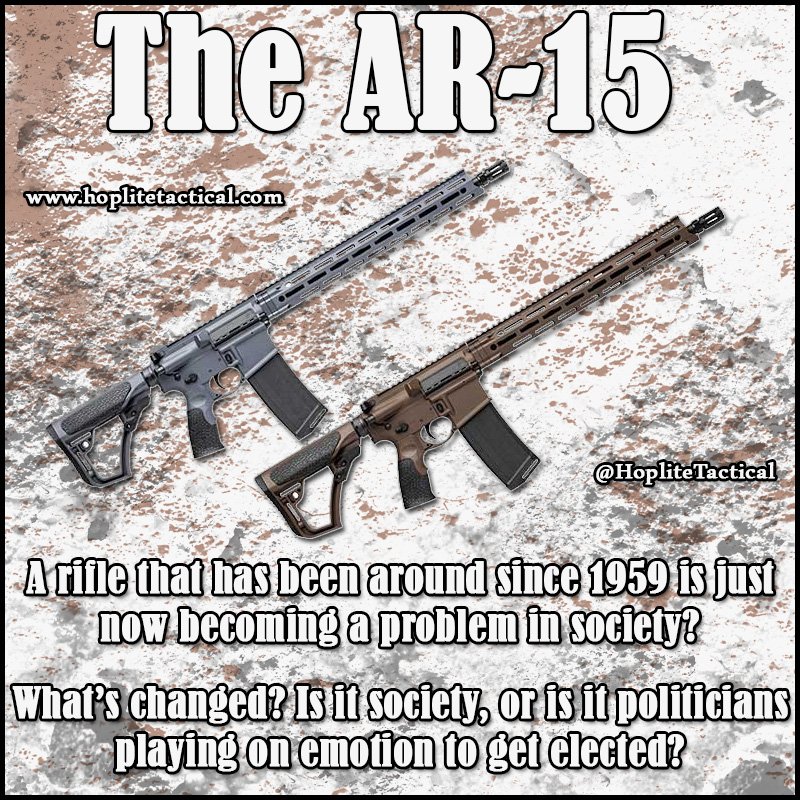 The AR-15 has been around since 1959. How is it just now becoming a problem? Don't let your politicians manipulate you
#BlackRifle #GunBan #C71 #ModernSportingRifle #ModernMusket #GunDebate #SemiAuto #PewPew #FirearmRights #2A #AR15 #GunsCanada #Firearm #molonlabe #GunRights #Gun