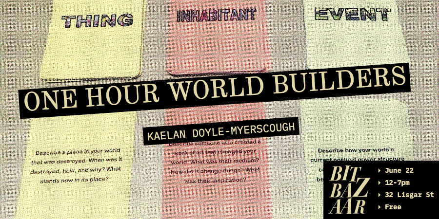 TheBitBazaar's tweet photo. An argument you’ve had with someone older than you – a parent, older relative: What would this argument look like on the scale of your world? Who is in power?
ONE HOUR WORLD BUILDERS from @KaelanDM challenges players to think outside the box of the familiar. #bitbazaar10 https://t.co/04v7GbsA0t