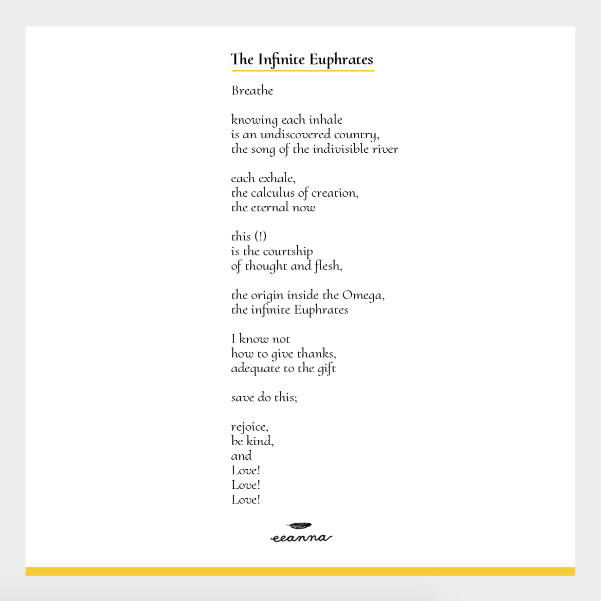 eeannapoetry's tweet photo. In praise of the indivisible river running through all creation. #poetry https://t.co/ZMvP54z6Oq
