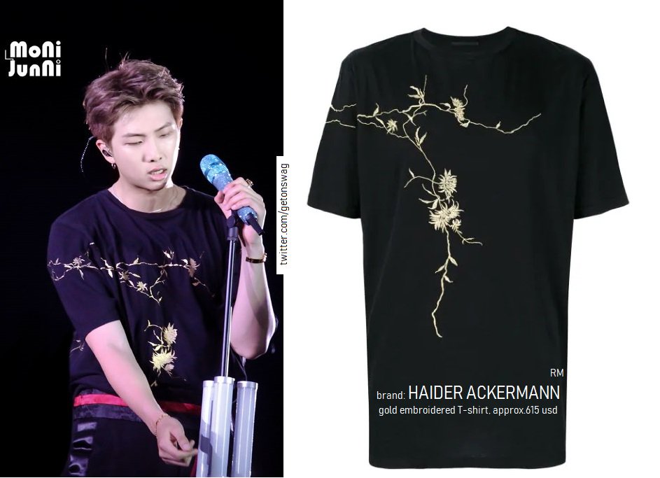 Beyond The Style Alex Rm Bts 5th Muster In Busan 방탄소년단 Haider Ackermann Gold Embroidered T Shirt