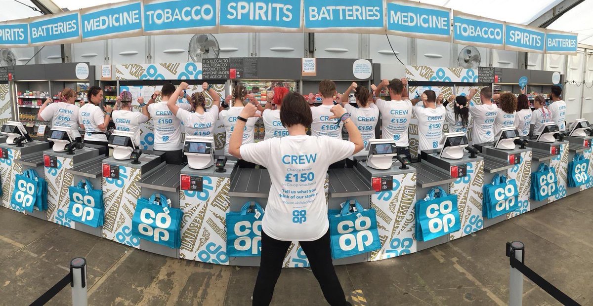 Big thank you to our wonderful teams at Download and Isle of Wight Festivals. Great job and having lots of fun despite the rain ! Teamwork ⭐️ <a href="/coopukcolleague/">Co-op Colleagues</a> <a href="/DownloadFest/">Download Festival</a> <a href="/IsleOfWightFest/">Isle of Wight Festival</a> <a href="/LiveNationUK/">Live Nation UK</a>