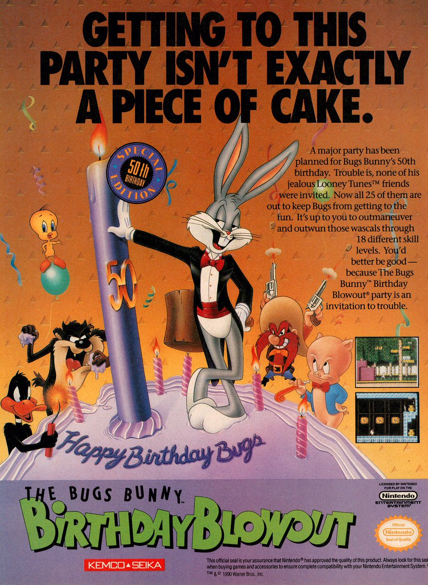 VideoGameArt&Tidbits on X: "The Bugs Bunny Birthday Blowout - NES ad. https://t.co/Tgg914aX3q" / X