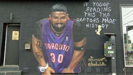 CBCToronto's tweet image. New Drake mural and #SaintNick: Raptors fans pay homage to historic playoff run bit.ly/2IjxQNR