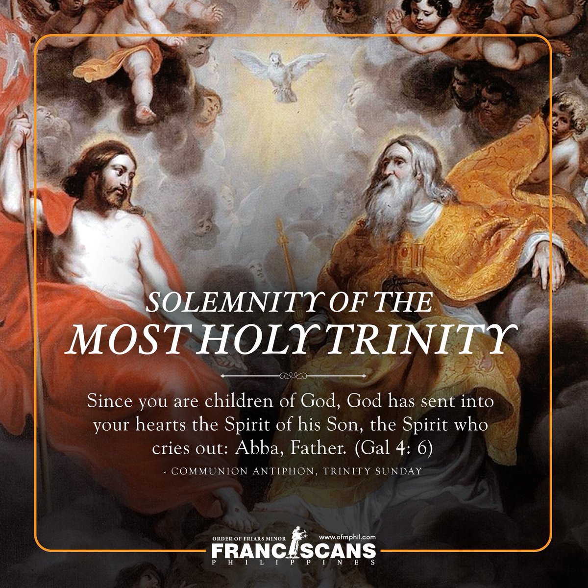 ofmphil's tweet image. THE SOLEMNITY OF THE MOST HOLY TRINITY | June 16th

#Trinity #MostHolyTrinity #TrinitySunday #Father #Son #HolySpirit #KatolikongPinoy #Catholic #Jesusdaily #OFM #FriarsMinor #LesserBrothers #FranciscanPH #FranciscanCommunications #YearoftheYouth2019