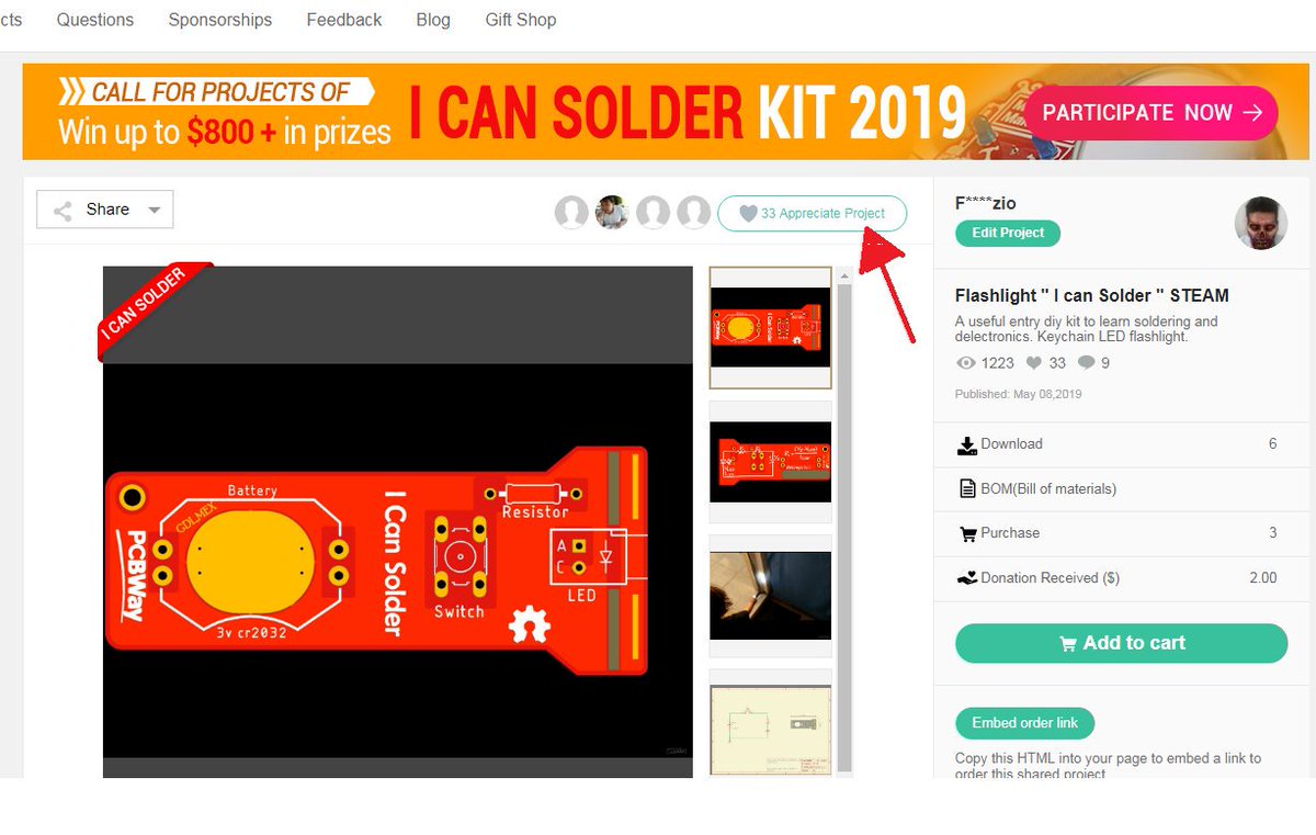 IObrizio's tweet image. Últimas horas para el cierre de votación.

Espero me puedan ayudar con su like 💖.

pcbway.com/project/sharep…

Flashlight 🔦"I can Solder "  de @PCBWayOfficial

Muchas gracias y buen fin de semana.

#icansolder #diy #pcb #Contest