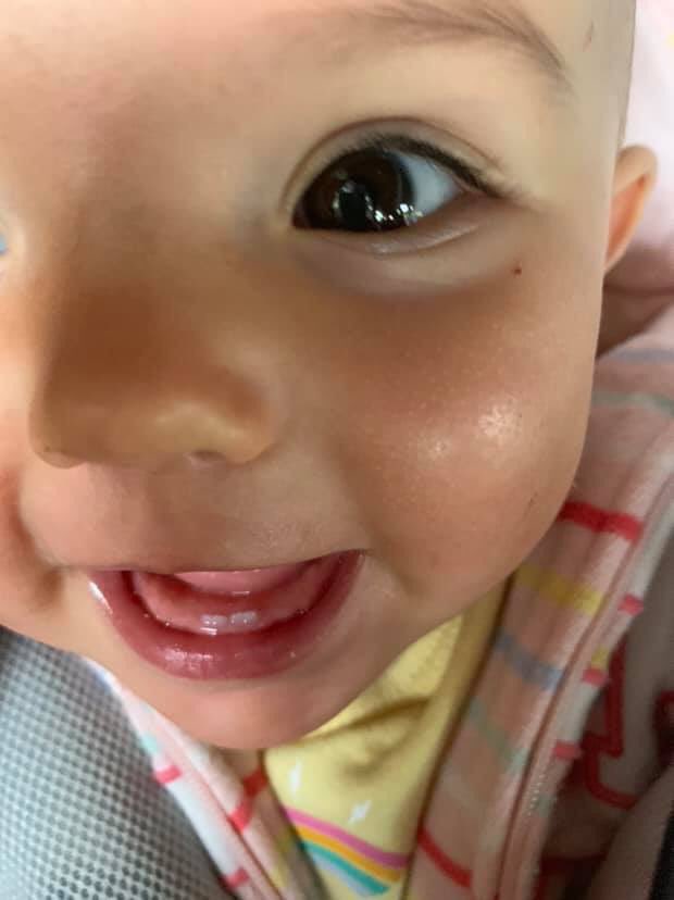 C_Sabroe's tweet photo. My baby showing off the 1st 2 teeth! #CharlieJ #firsttooth https://t.co/tZEktFJiAX