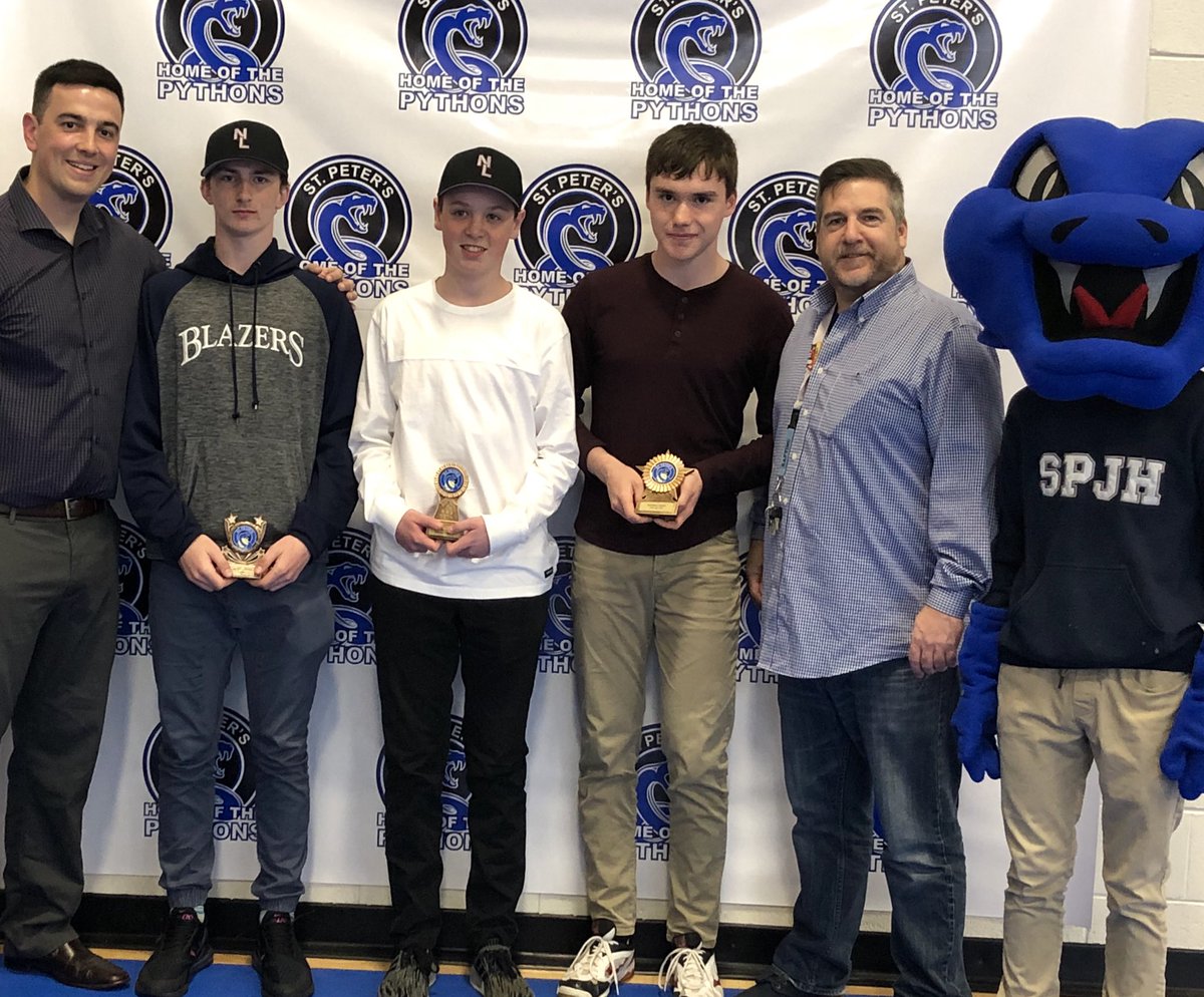 SPJH_PE's tweet photo. Our Python Softball award winners at our Pythons Athletic Celebration on Thursday evening! This was our schools 4th year hosting a Junior High Softball Tournament! Each year the tournament is getting bigger and bigger!👊 @SPJHPythons @MrKJMolloy @MrGsWorld #PythonsSoftball https://t.co/c9O7UDmP3C