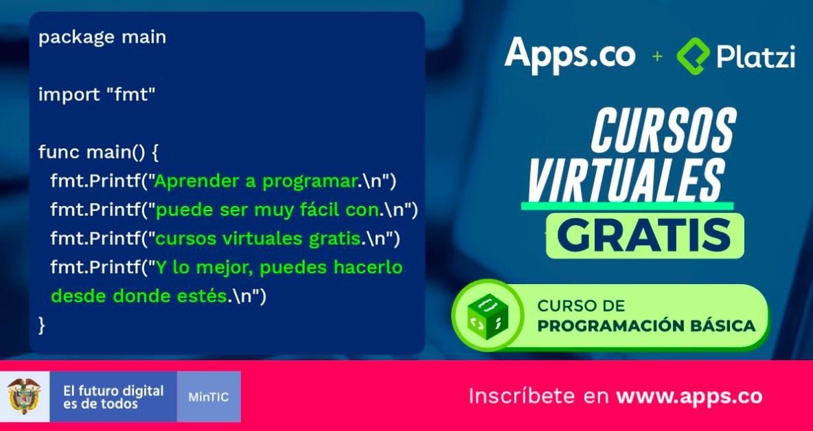 MujeresTIC_Co's tweet photo. Con los #CursosGratisAppsCo profesores de @platzi te enseñarán a programar con código #HTML y #JavaScript. ¿Qué esperas para inscribirte? https://t.co/TIezx5p37W #ElFuturoDigitalEsDeTodos https://t.co/nUpxAUkm23