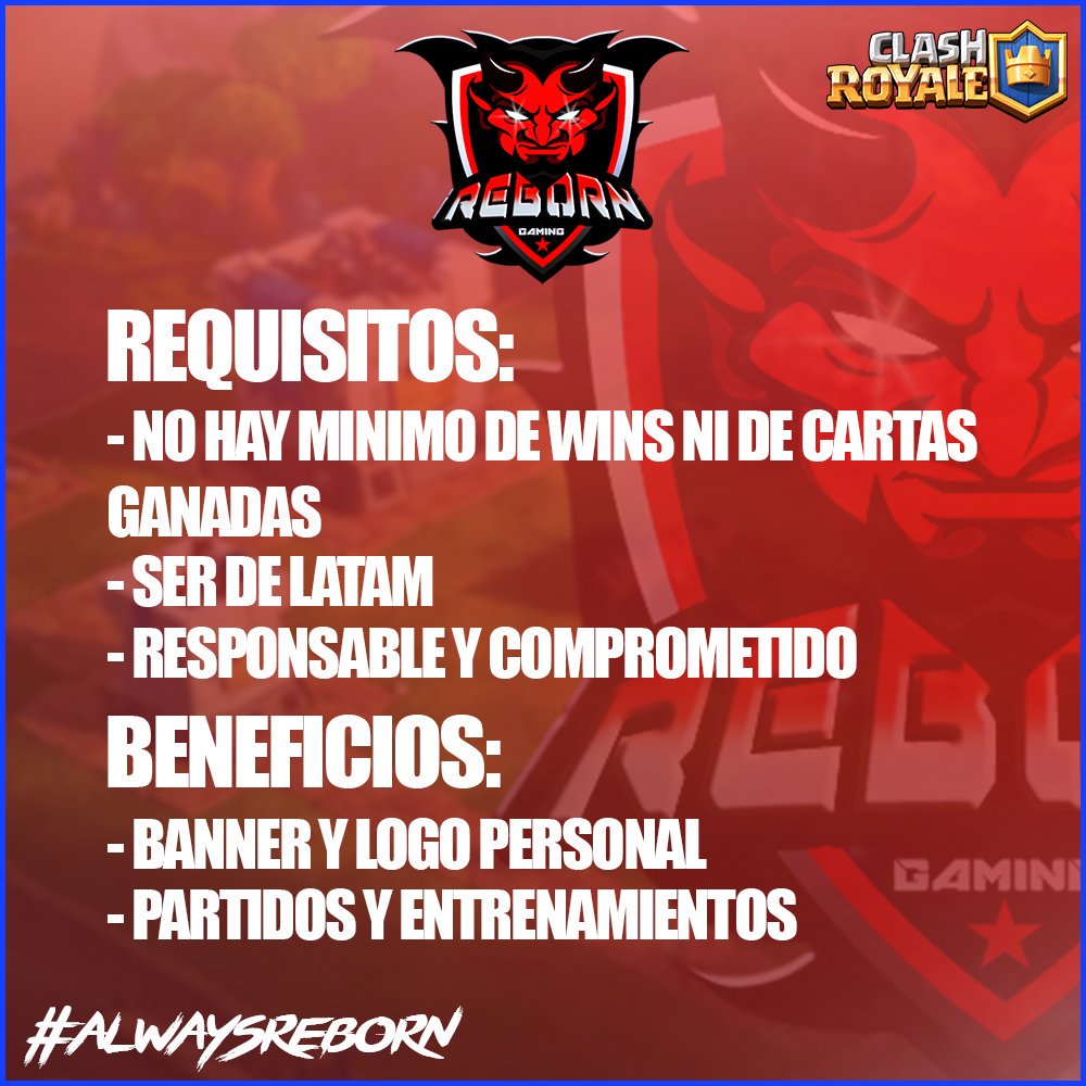 [#RECLUTAMIENTO]

📌Queremos reforzar el roster para futuras competencias, y aumentar la competitividad interna, si te interesa manda MD con tus estadísticas. Mucha suerte! #AlwaysReborn

🔰Requisitos en la Imagen

RT🙏<a href="/jajajajajajaCR/">Bgama🏆</a> <a href="/ExxodoAgencyTM/">Exxodo Agency</a> @DarkfightGT_ <a href="/XpectrosCr/">Xpectros</a>