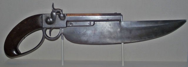 History_Express's tweet image. The United States Navy developed the combination of a knife and a revolver for the purpose of boarding enemy ships in the 1800s.   Picture credit: Neochichiri11 (Wikicommons).