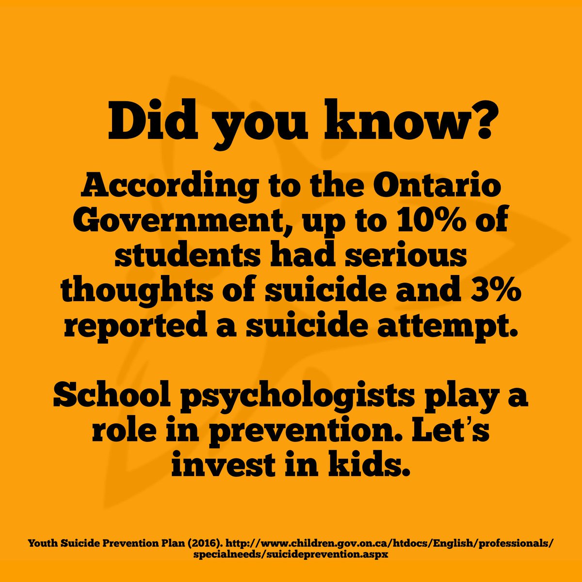 ONPsych's tweet photo. With a number of school boards intending to lay-off school psychologists, OPA urges trustees and the @ONeducation to consider the impact of such cuts on the learning &amp; psychological wellbeing of children with disabilities &amp; mental illness https://t.co/UgqMRZ4ic9 #onpoli https://t.co/o6ZaT7PVYx