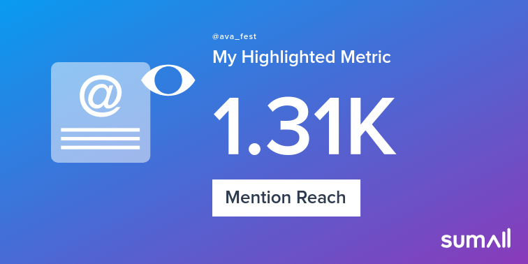 ava_fest's tweet photo. My week on Twitter 🎉: 1 Mention, 1.31K Mention Reach. See yours with https://t.co/vGG71Uj2ox https://t.co/zaursAuNb6