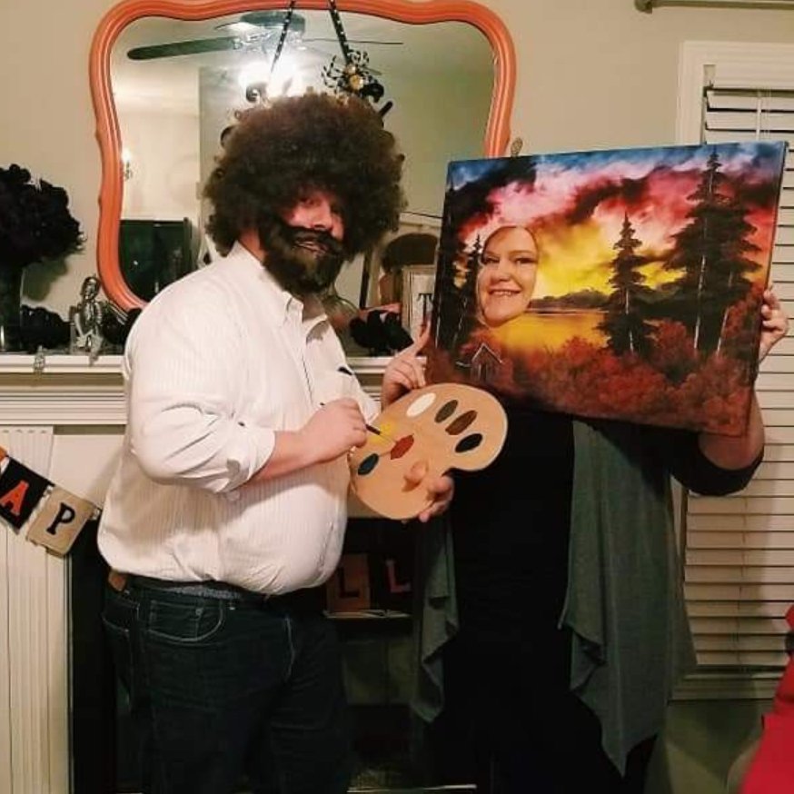My 1st <a href="/ShmannersCast/">Shmanners Podcast</a> was so fun! Topic = Bob Ross! This couple was one after my heart because my husband &amp; I were "Bob Ross &amp; Painting" for Halloween 2018. <a href="/travismcelroy/">Travis McElroy (Self Parody)</a> <a href="/teresamcelroy/">Teresa McElroy</a> Thx for a great time! #newfan #followallthethings #mysisterisasuperfan