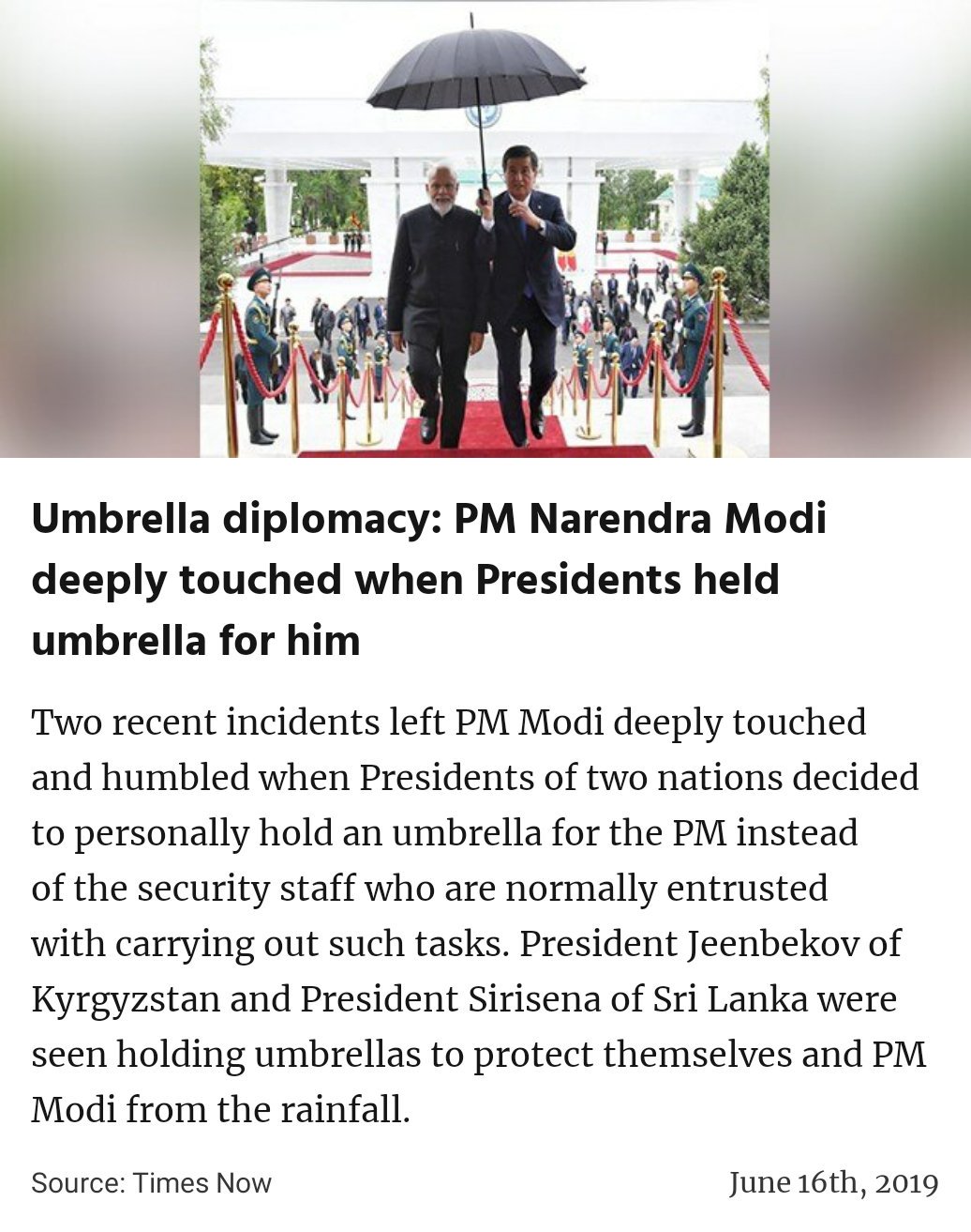 ध्रुव भीमराजका 🇮🇳 on X: Umbrella diplomacy: PM Narendra Modi deeply  touched when Presidents held umbrella for him  via  NaMo App  / X