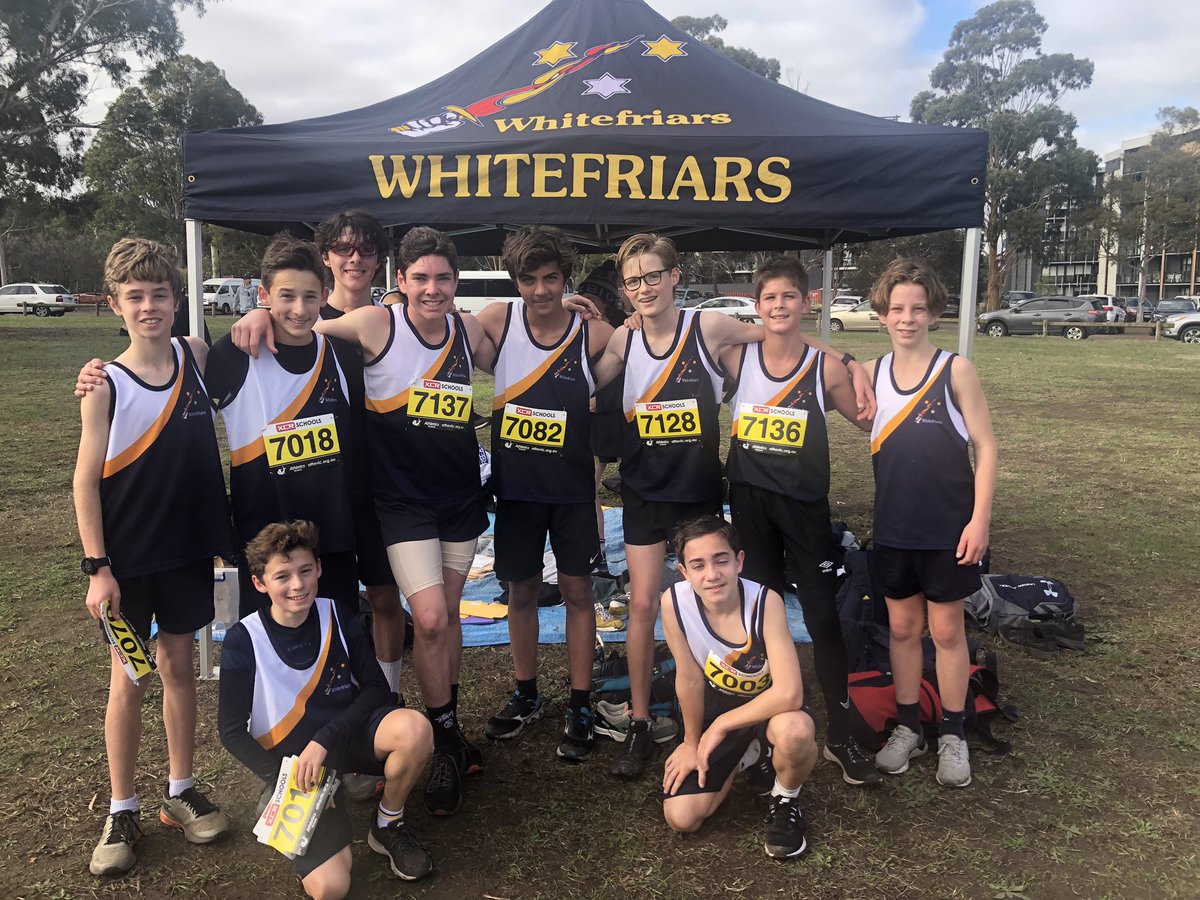 WhitefriarsColl's tweet photo. Well done to the @WhitefriarsColl Cross Country team who participated at yesterday’s @athsvic Victorian All School Championships. Special mention to the U/16 team consisting of Wright, White, Malcolm and Moule who finished 3rd!! #WFCLearning https://t.co/S9WyMEboiG