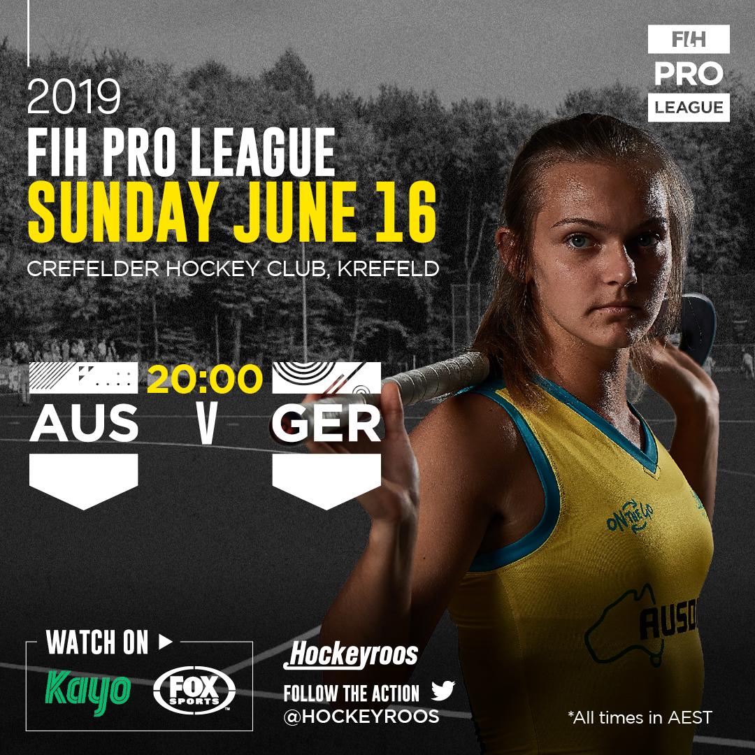 Hockeyroos's tweet photo. 🏑 Hockeyroos v Germany 🇦🇺🇩🇪
🏆 #FIHProLeague #WeAreComing
⏲️ 8pm AEST tonight
📺 @FOXSportsAUS 507 &amp; @kayosports  

Preview 📰: https://t.co/kLAf5xsPA7 https://t.co/tiOv7baLTO