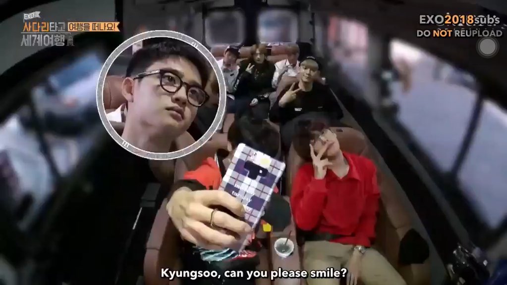 PainkillerExo's tweet photo. *Selfie*
Chanyeol: everyone, smile
*everyone smiles, except this strict serious somber
#exo #exoladdergame #weareoneEXO #kyungsoo #CHANYEOL #baekhyun #kai #suho #chen #XIUMIN https://t.co/ZOydt95sOA
