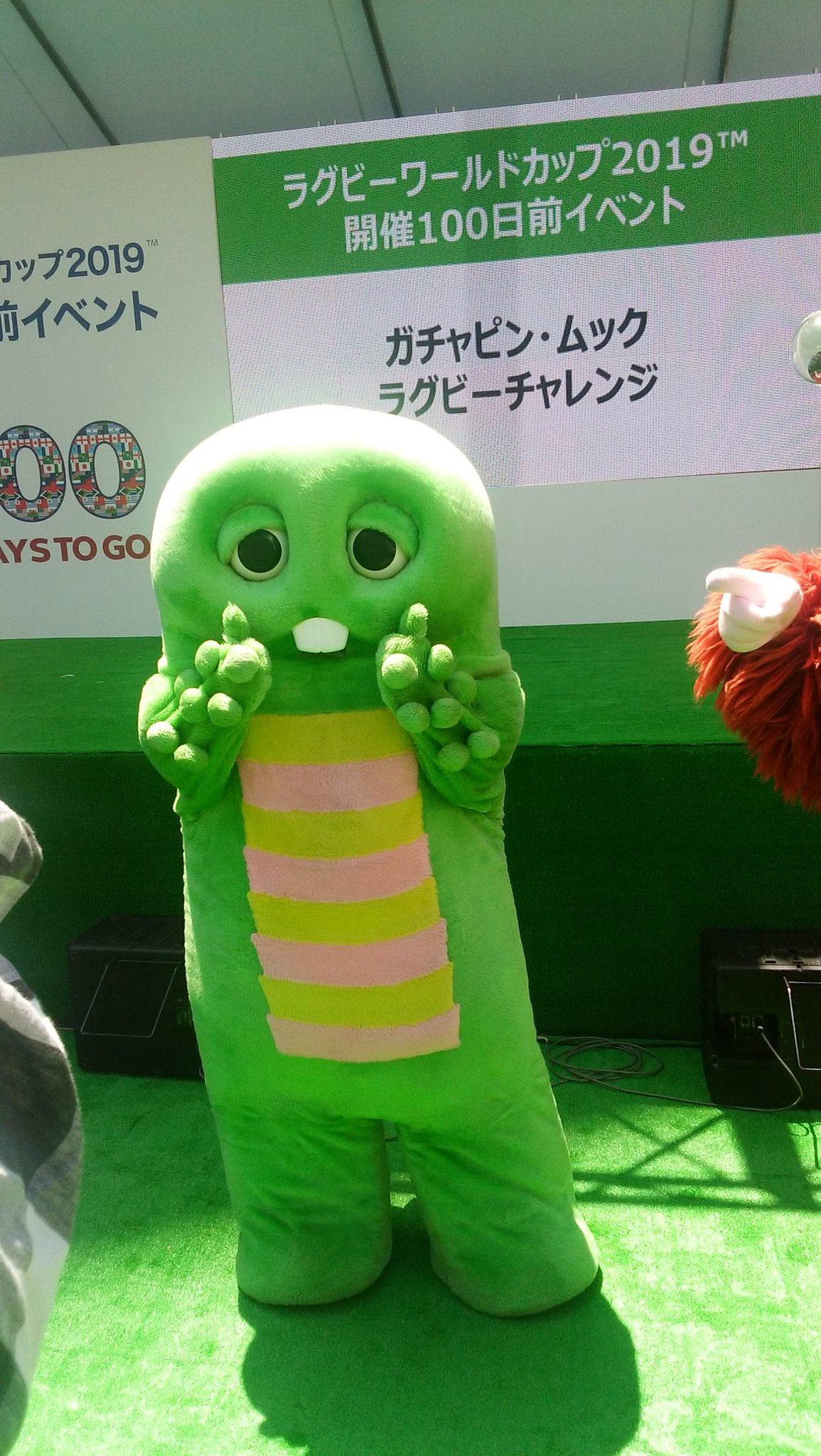 ヒルマン ガチャピンムックの無料ハイタッチ会参加 神イベや ラグビーワールドカップ19 ガチャピンかわいい ムックかわいい T Co Ckgn07yl Twitter