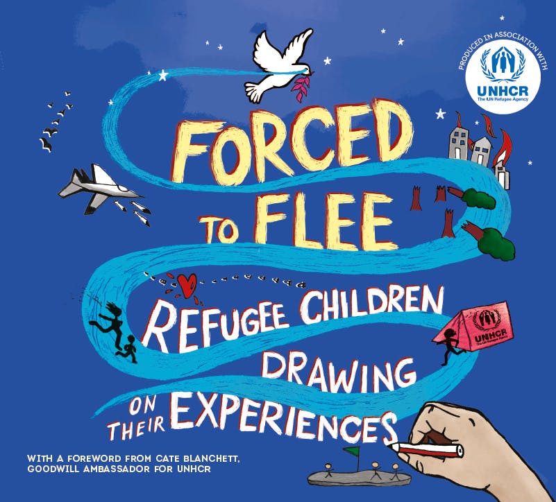 UNHCRUK's tweet photo. 📚Out this week!📖

'Forced to Flee,' a new, unique book in which refugee children explain, in their own words and pictures, their thoughts about being forced to flee their homes. #RefugeWeek2019
https://t.co/ZGo6Fs0Jnc https://t.co/DP98rxJbiM