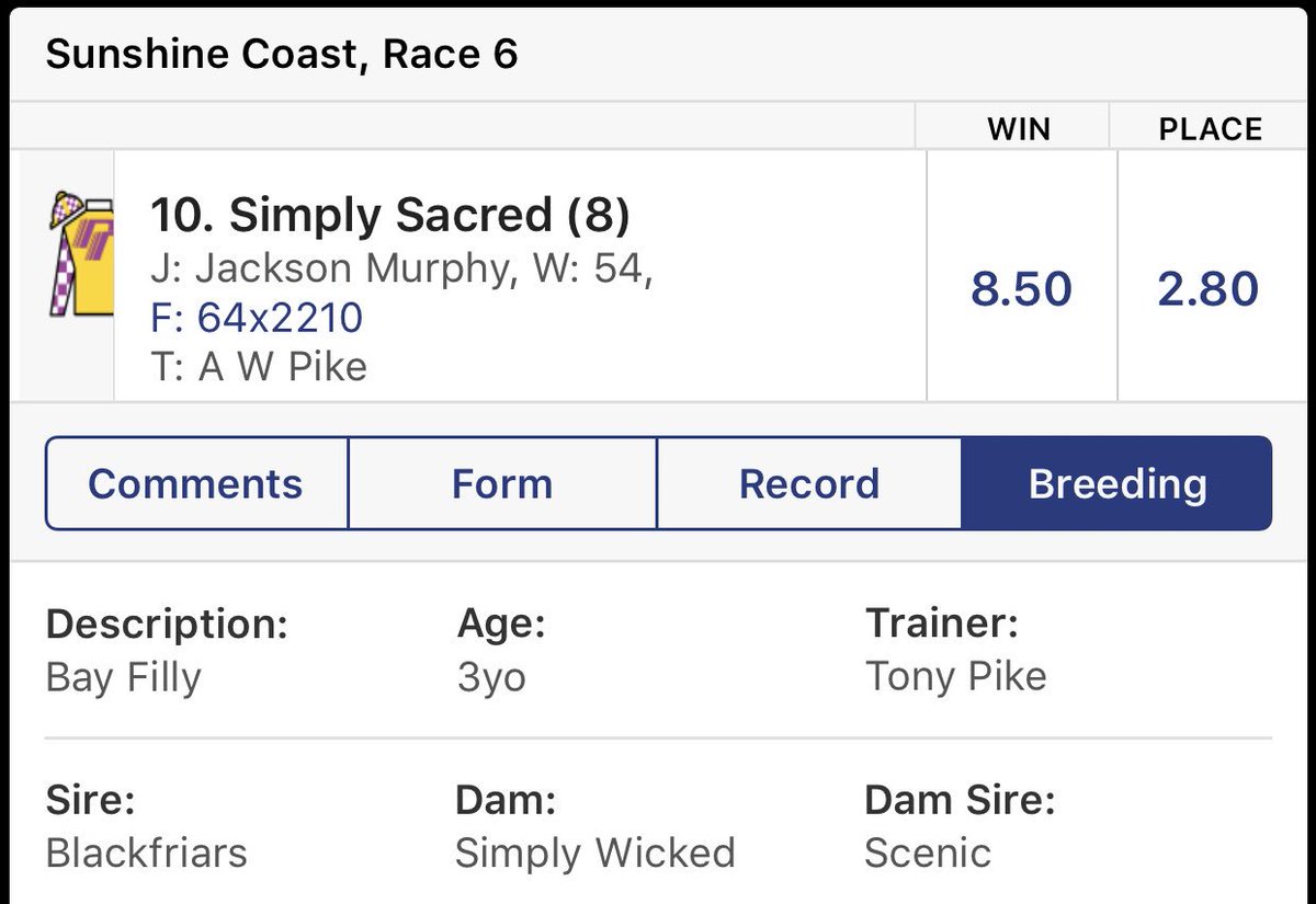 RafflesRacing's tweet photo. 16/6 (SUN)
10.SIMPLY SACRED (9)
1600M
R6 #SunshineCoast
T: @PikeRacing
J: #JacksonMurphy
#GoodLuckAndSafeRacing https://t.co/otbbXymESz