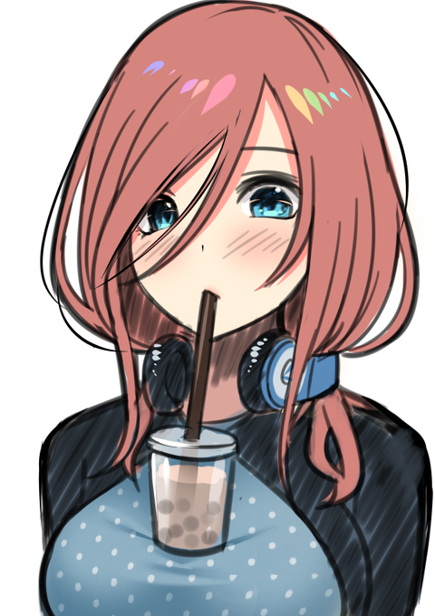 黒結(くろゆい)🔞宣伝垢さんがTwitterに投稿した中野三玖(五等分の花嫁)のイラスト。